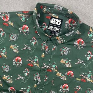 RSVLTS Star Wars Shirt Mens 3XL Boba Fett KUNUFLEX Short Sleeve Button Down
